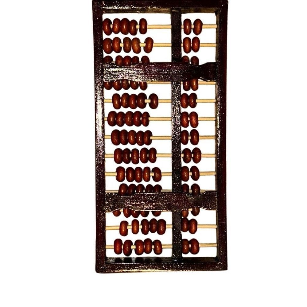 Vintage Toys, Collectible, Wood and Brass Abacus, Original Red Lion China Abacus